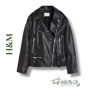 H&M Coated Biker Jacket – Size M (Like New) 🖤